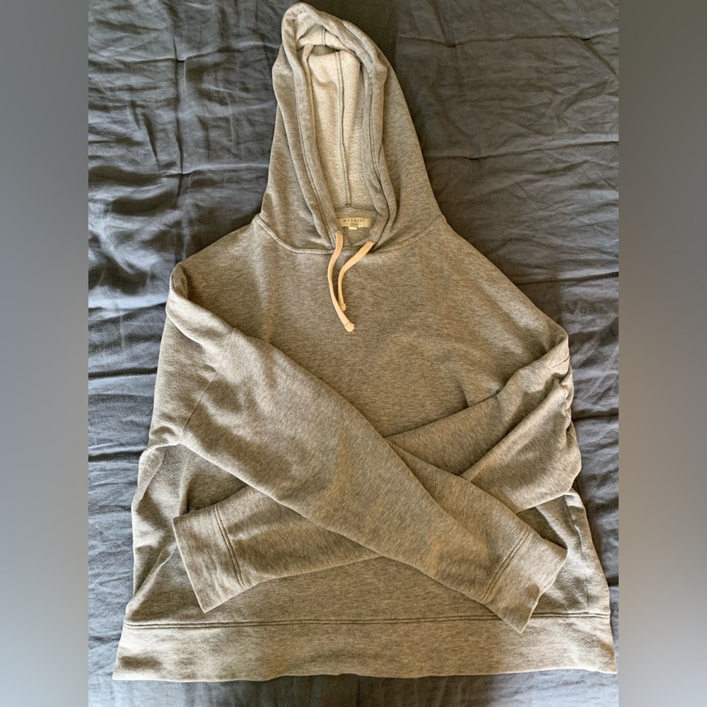 Madewell Light Heather Gray Hoodie with Cream Drawstring